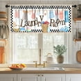 thumbnail image 3 of Laundry Room Window Valance,Vintage Farmhouse Rustic Watercolor Hanging Clothes Laundry Windows Small Short Treatment Drapes for Living Room Kitchen 1 Piece,54x18 Inch, 3 of 4