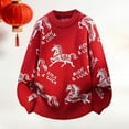 thumbnail image 2 of KKBOTIVE Men's 2026 Sweater Casual Horse Graphic Fashion Crew Neck Long Sleeve Sweaters Jacket for Men's Year Themed Outerwear, Red Size: L, 2 of 6