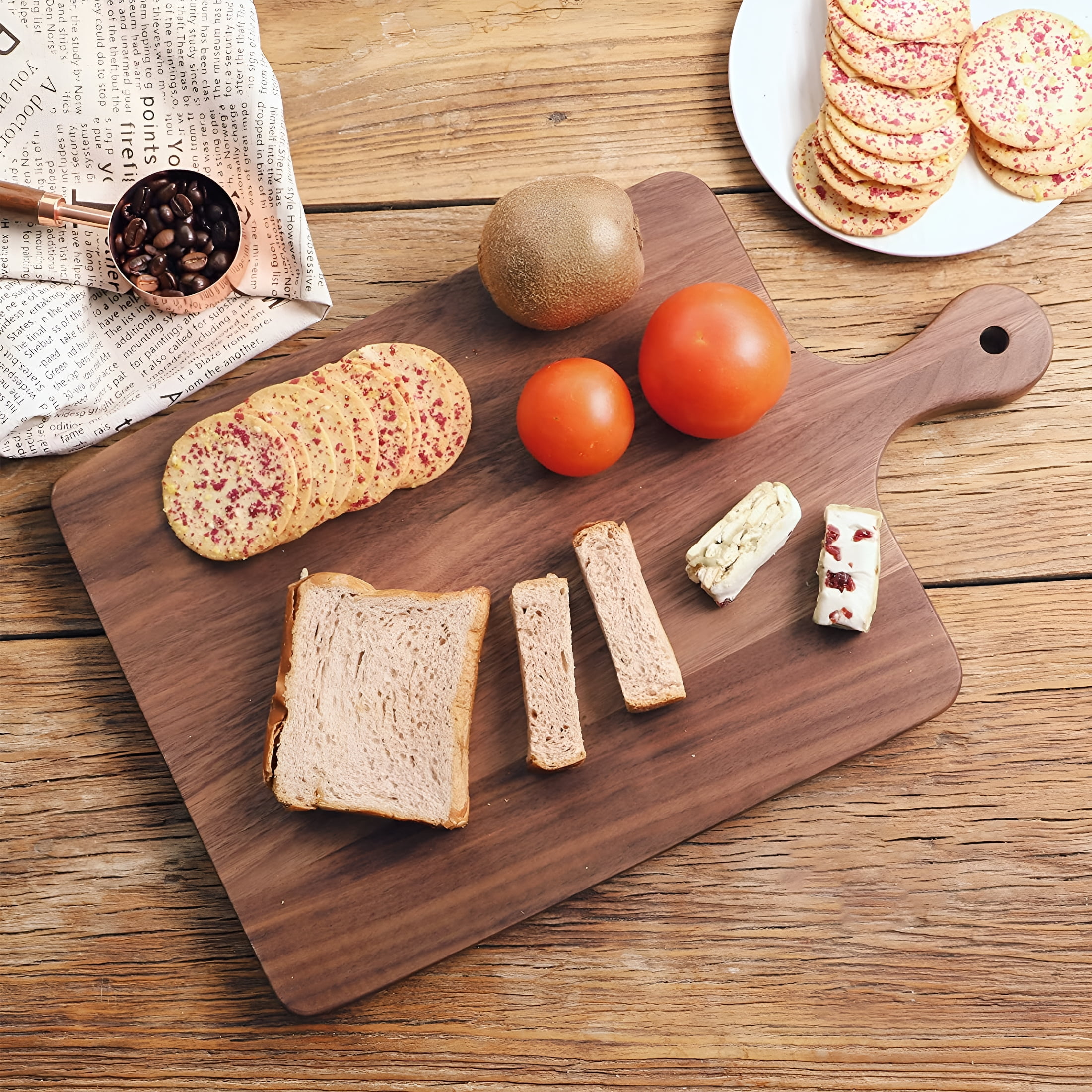 ACDANC 2026 New Wood Walnut Cutting Board for Kitchen,Wooden Chopping Board with Handle to Hang,Square Bread Pizza Cheese Board,Charcuterie Board Used for Serving Platter 15.7X9.8"