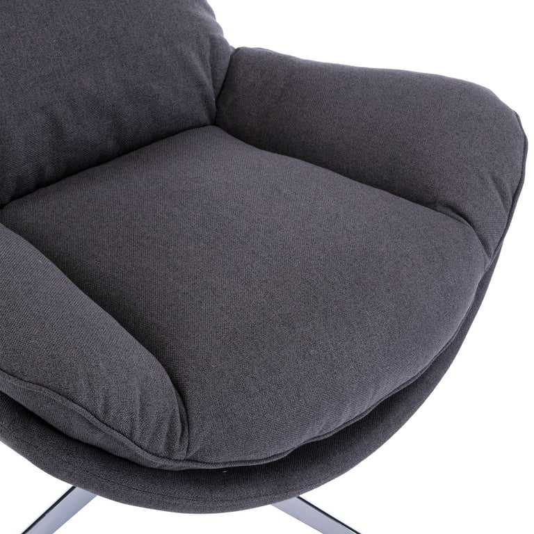 Mcombo Swivel Accent Chairs, Modern Leisure Chairs for Living Room, Upholstered Armless Chair, Leathaire Fabric 4380 - Dark Grey
