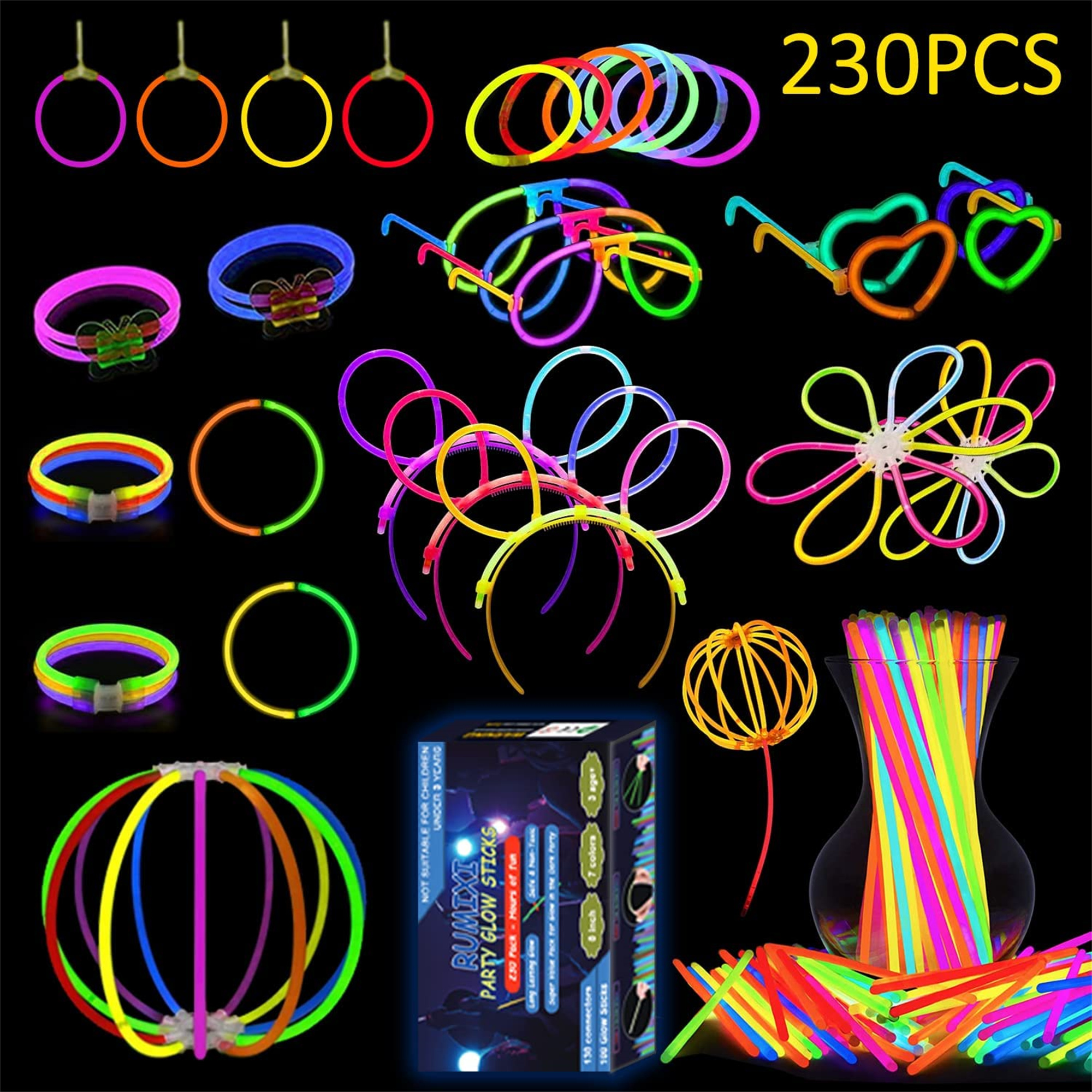 Glow Sticks 230 Pcs Glow Sticks Way to Celebrate Neon Party Light