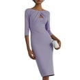 thumbnail image 2 of Women's Party Dress Evening Dress 3/4 Sleeve Fitted Elegant Cocktail Dress for Spring Fall Banquet Wedding Guest,Purple,L, 2 of 6