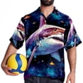 thumbnail image 4 of Starry Shark Men's Casual Poplin Printed Button Down Short Sleeve Summer Beach Shirts - Unisex, 4 of 6