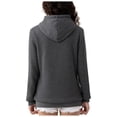 thumbnail image 5 of Fgnfyis Women Zip Up Hoodie Solid Color Lined Long Sleeve Casual Pullover with Front Pockets for Everyday Wear Dark Gray XL, 5 of 8