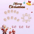 thumbnail image 5 of Christmas Pink Press on Nails,Short Square Fake Nails White Stripe Snowflakes Acrylic Glitter Glue on Nails,Reusable Winter Xmas False Nails for Women Girls Holiday Manicure Daily Wear 24pcs, 5 of 8