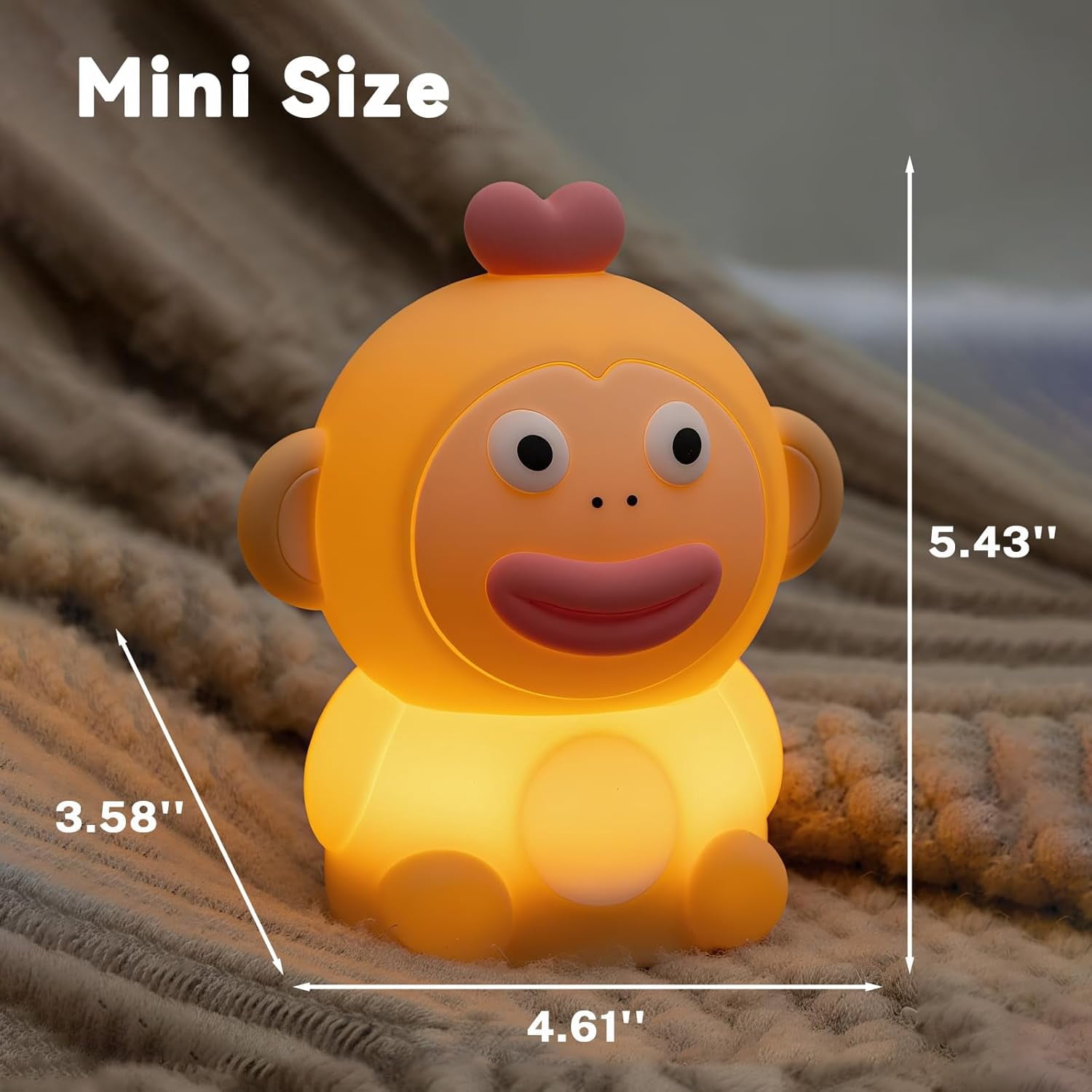 Monkey Night Light for Kids, Funny Big Mouth Squishy Silicone Nursery Lamp, 3 Level Touch Dimmable with Timer, Rechargeable Baby Night Light, Gifts for Boys Girls