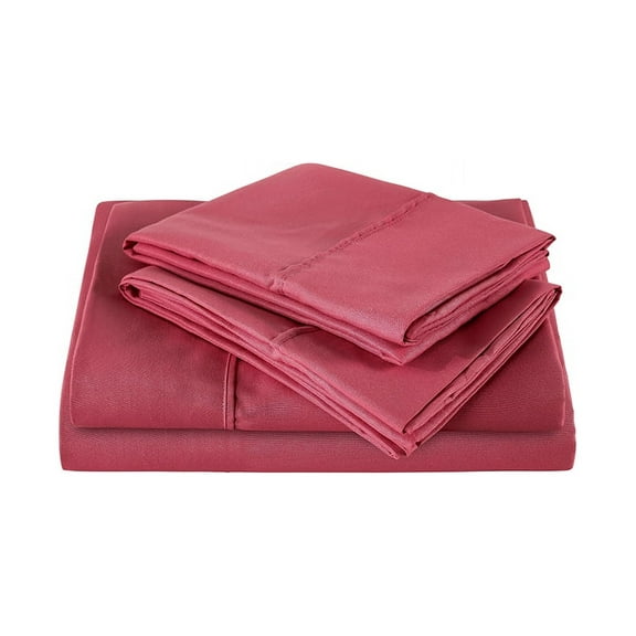 The Great American Store 1800 Series Double Brushed Microfiber Sheet Set - Cal-King (Solid, Burgundy)