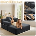 thumbnail image 5 of FFH 60" Chaise Lounge Chair Indoor, Convertible Sleeper Sofa Bed with Storage Pockets, Plush Corduroy Floor Lazy Sofa, Frameless Design, Dark Gray, 5 of 11