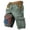 Army Green, variant on Men's Vintage Distressed Cargo Shorts with Ripped American Flag Print and Multi-Pockets Featuring Relaxed Fit Design Army Green L