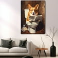 thumbnail image 5 of Pembroke Welsh Corgi Dog Canvas Wall Art for Bedroom Living Room Home Decor,Funny Dog Canvas Sitting on The Toilet Animal Pattern Office Artworks, modern wall decor, Ready to Hang, 5 of 6