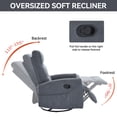 thumbnail image 6 of Leumius Recliner Chair,360° Swivel Rocking Recliner Chairs,Manual Glider Rocking Chair for Small Space,Nursery,Home Theater,Gray, 6 of 9