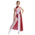 thumbnail image 2 of Alvivi Kids Girls Sleeveless Lyrical Dance Dress Ballet Chiffon Skirt Leotard Color Block Ballerina Dancewear Burgundy 14, 2 of 7