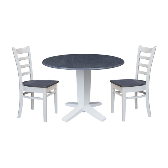 International Concepts 42" Round Drop Leaf Table with Two Dining Chairs