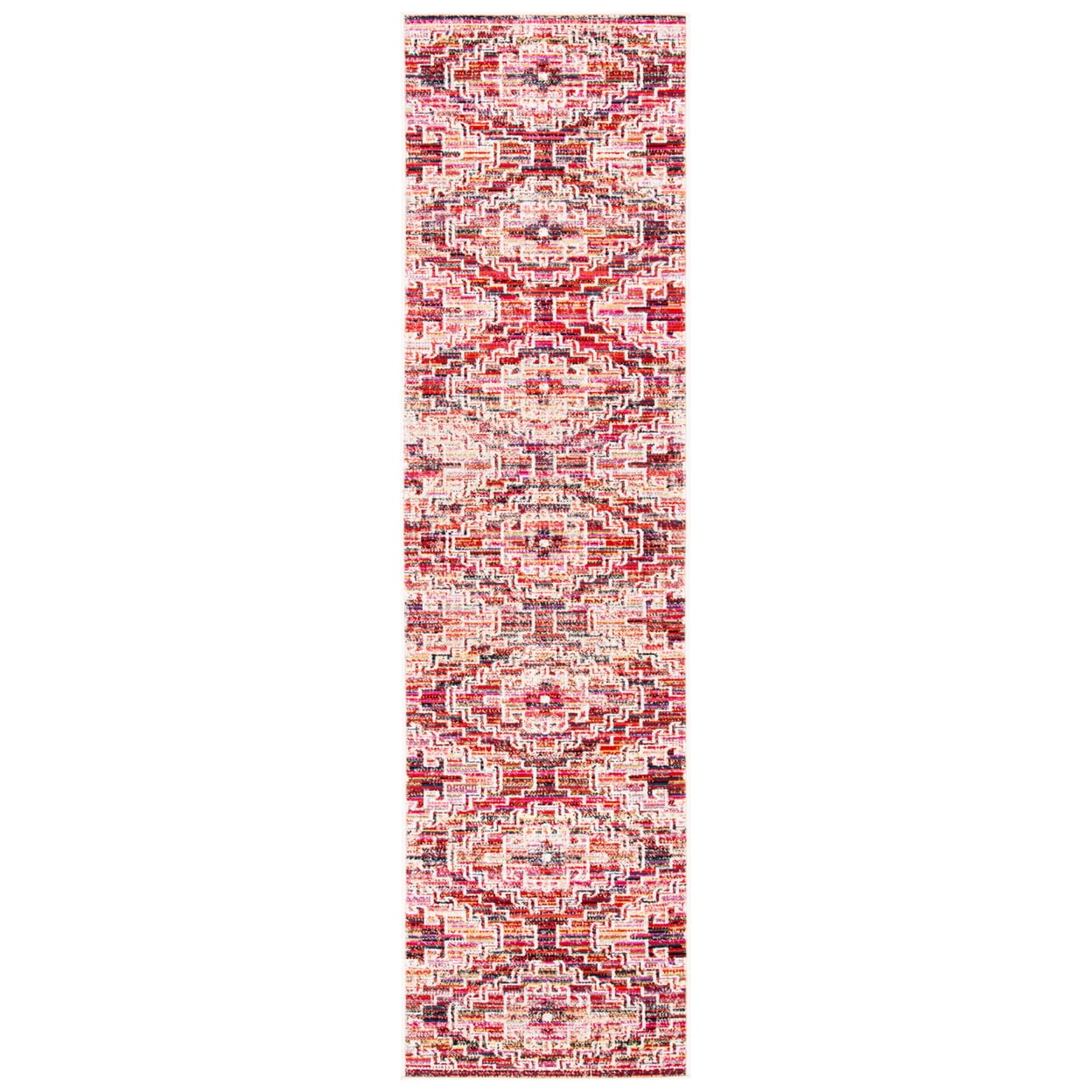SAFAVIEH Montage Gladwyn Geometric Indoor/Outdoor Runner Rug, Rust/Ivory, 2' x 10'