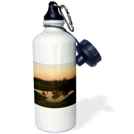 

3dRose Dusk on the farm reflecting off a distance pond Sports Water Bottle 21oz