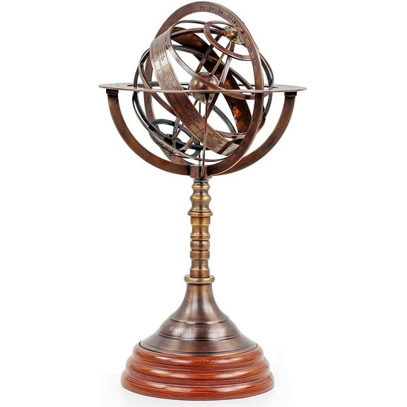 20" Armillary Sphere Globe Antique Brass | Home Decor & Table Center Piece | Engraved Brass Tabletop Functional Rotatable Armillary Sphere Nautical Globe Antique Astrolabe