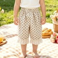 thumbnail image 2 of SGMVNU Little Girls Dots Cotton Pants with Ruffle Lace Lightweight Summer Casual Elastic Waist Barrel Trousers, Size 5-6 Years, Beige-Dots, 2 of 6