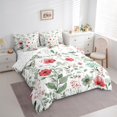 thumbnail image 3 of Manfei Watercolor Plant Botanical Bedding Comforter Set 7pcs, Rustic Red Flower Queen Bedding Sets, Teens Adult Girls Women Reversible Queen Sheet Sets, Super Cozy Room Decor, 3 of 7