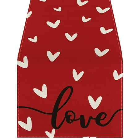 

FUYUYU Valentine s Day Decorations Kitchen Table Flag Heart Pattern Table Runner Holiday Table Runner