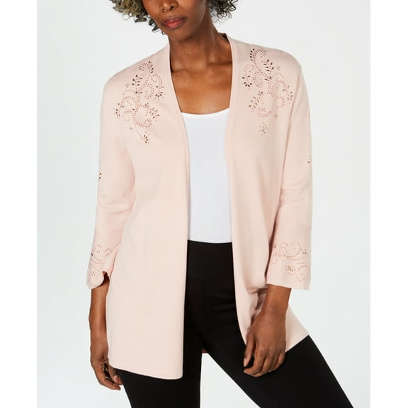 Jm Collection Womens Petite Studded Open Front Cardigan Size PS