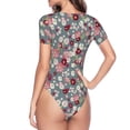 thumbnail image 4 of Fotbe Daisies Flowers Women's Crew Neck Short Sleeves Bodysuit Tops Round Neck Slim Sleeveless Soft Comfortable Basic-Large, 4 of 9
