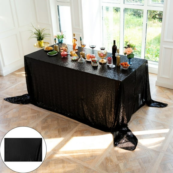 Aminojy Sequin Tablecloth Rectangle 71x47 Inch - Sparkling Glitter Wedding Banquet Table Cover, Metallic Party Tablecloth for Birthday Christmas Home Decor