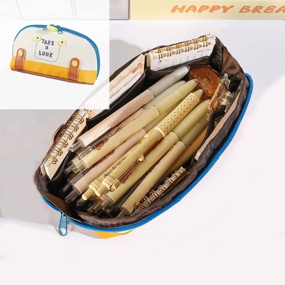 Big Capacity Pencil Case Large Pencil Pouch Stationery Pen Bag for Women Men Multiple Pockets Soft Pencil Pouch Organizer with Handle Aesthetic Stationery