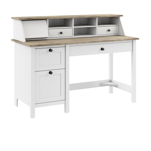 Mayfield 54W Desk w/ Drawers and Organizer in Shiplap Gray/White - Eng Wood