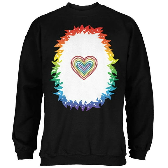 Halloween Rainbow Heart Unicorn Costume Pony Mens Sweatshirt Black LG
