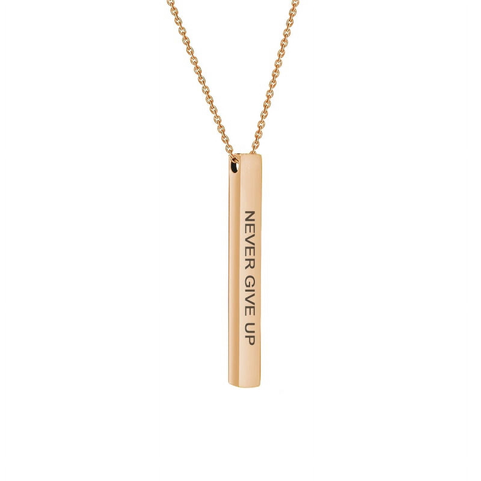 Anavia Motivational 4-Sides Bar Necklace Stainless Stee Christmas Gift for Her Inspirational Jewelry Gift for Her 18"Cable Chain with Gift Box [Rose Gold - Never Give Up]