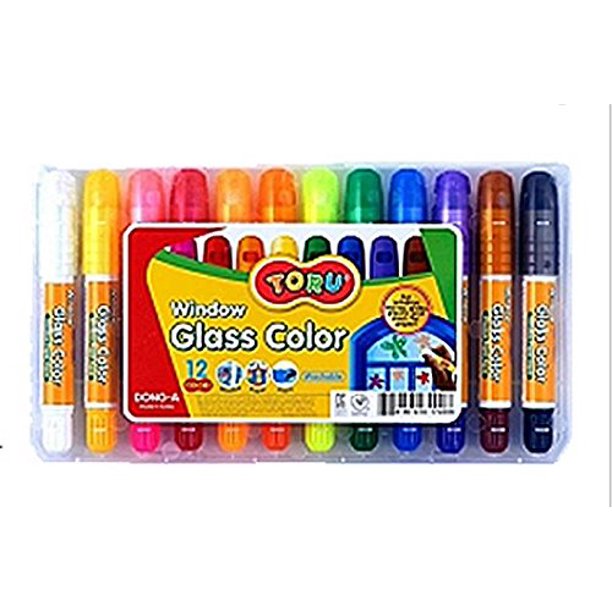 Toru Window Glass Color Crayon Marker Washable Paper Aqua NonToxic 12