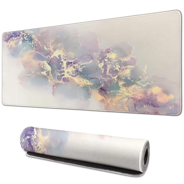 Large Pink Gold Marble Mouse Pad - Stylish 31.5x11.8in Desk Mat & Laptop Protector