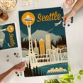thumbnail image 4 of Lantern Press 1000 Piece Jigsaw Puzzle, Seattle, Washington, Retro Skyline, 4 of 5