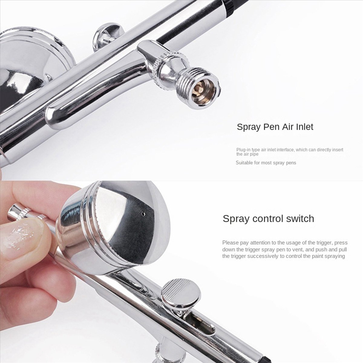 2X 0.3mm Double Action Airbrush Kit Air Brushes for Painting Electric Airbrush Set for Painting Models, Auto Graphics