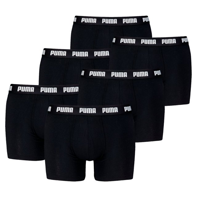 PUMA Bóxers para hombre, pack de 6 - Everyday Boxers 6P, algodón elástico, liso Negro/Blanco XL (X-Large)
