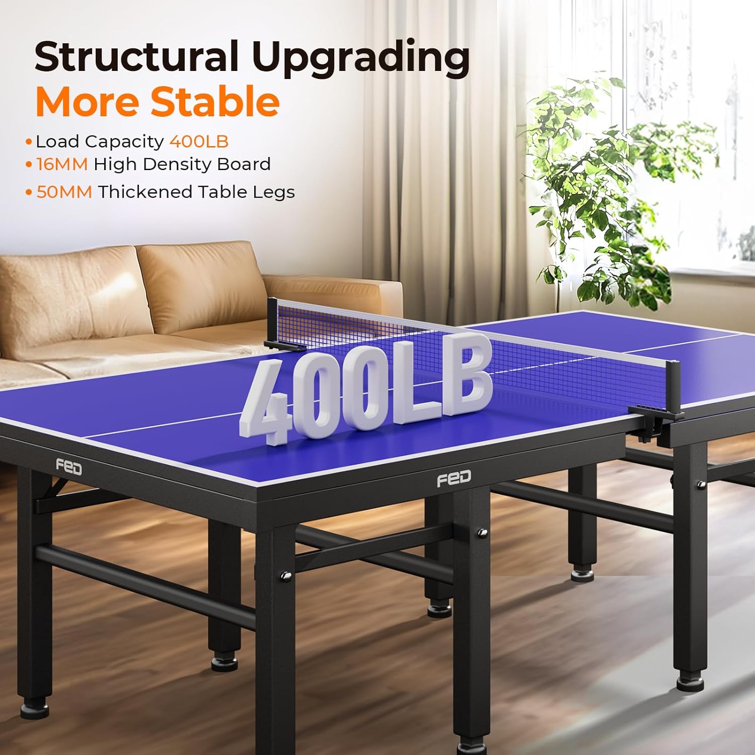 Ping Pong Table, 16mm Thick Tabletop Professional Table with Quick Clamp Net and Paddle, Tournament Quality, 10 Minute Easy Assembly, Weatherproof Indoor & Outdoor