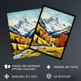 thumbnail image 3 of Swiss Alps In Autumn Oil Painting Switzerland Snow Capped Peaks Over Idyllic Alpine Meadow Artwork Framed Wall Art Print A4, 3 of 5