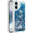 thumbnail image 3 of Case for iPhone 16 Case Glitter Liquid Cute Clear,Sparkle Floating Quicksand Shockproof Protective Bumper Soft TPU Phone Case for iPhone 16 6.1 inch Love Blue YB, 3 of 14
