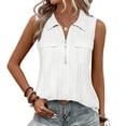 thumbnail image 2 of Sexlip Womens Collared Sleeveless Denim Sleeveless Top Casual Trendy Everyday Outfit White XL, 2 of 9
