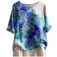 thumbnail image 4 of ICHUANYI Clearance Fashion Woman Causal Round Neck Printing Blouse 1/2Sleeve T-Shirt Summer Tops(White, XL) ICHUANYI WER2023081106706, 4 of 4