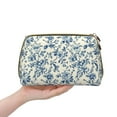 thumbnail image 5 of Bingfone Vintage Blue Floral Print Leather Makeup Bag, Portable Hand-held Zipper Female Cosmetic Bag Toiletry Bag, Suitable for Home and Travel, 5 of 6