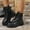 #155-Black, variant on AUNVITO Women's Knitted Cuff Lace-Up Round Toe Chunky Low Heel Ankle Boots for Casual Winter Outdoor
