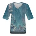 thumbnail image 3 of Susanny Womens Summer Tops Fashion V Neck Half Sleeve Oversized T Shirts Elbow Length Tee Shirts Casual Tops Loose Fit Cyan 2XL, 3 of 6