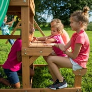 Backyard Discovery Belmont Cedar Wood Swing Set, Slide, Play Deck, Rock Wall Ladder