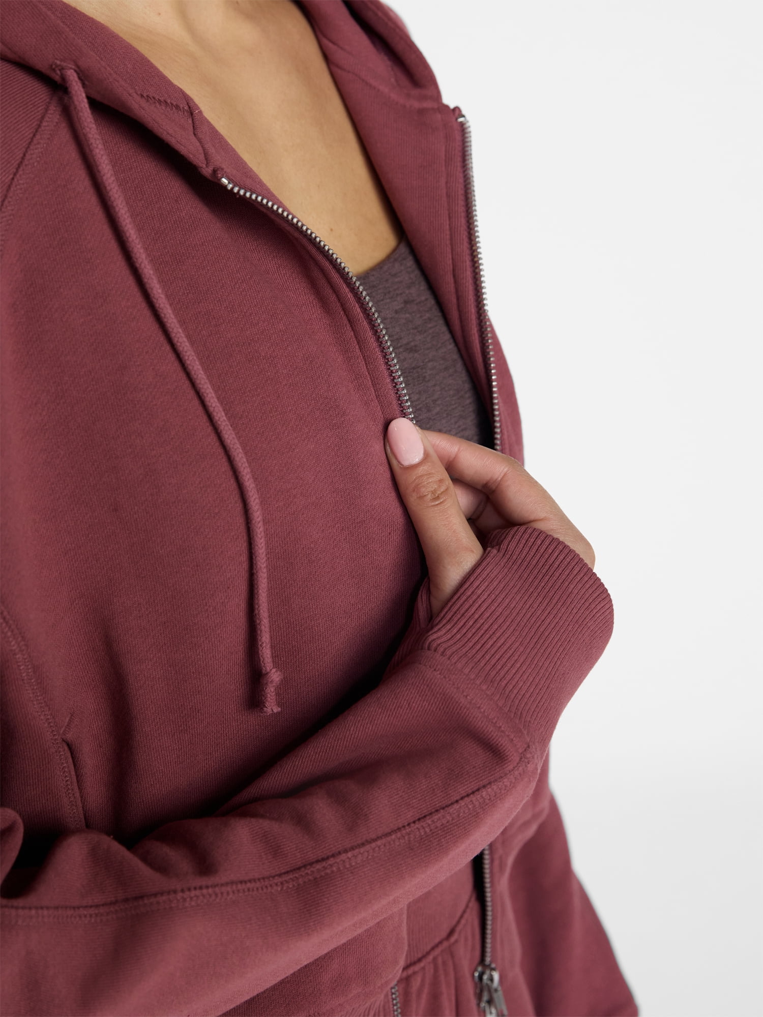 Athletic Works Women's Mineral Wash French Terry Cropped Zip Hoodie, Size XS-XXXL