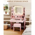 thumbnail image 3 of Pink Vanity Set with Mirror and Lights, Akaber Makeup Vanity Desk with Chair, Charging Station, Vanity for Women, 3 of 9