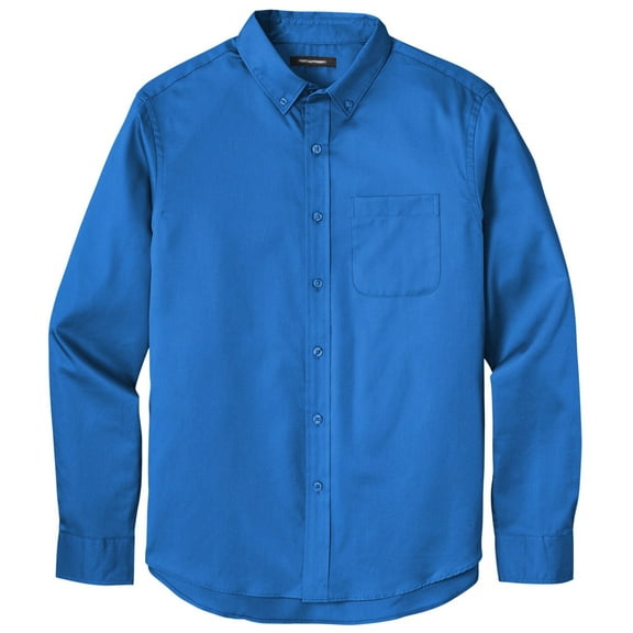 Men's Easy-Care Wrinkle-Resistant Twill Shirt with Pocket, Extra-Small Strong Blue