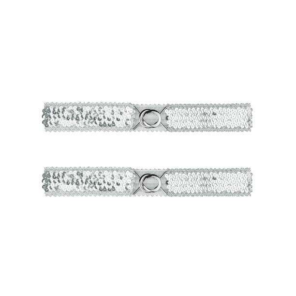 Cinturones elásticos delgados para mujeres INSPIRE CHIC con decoración de lentejuelas, cinturones elásticos para vestidos, 2 piezas, plateado