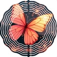 thumbnail image 2 of Vibrant Metal Hanging Wind Spinner with Butterfly Design - Orange Bokeh Effect Perfect for Yard & Garden Decor, 2 of 6
