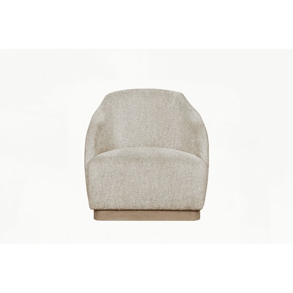Beige Accent Chair - 1-Piece with Solid Wood Frame and Backrest